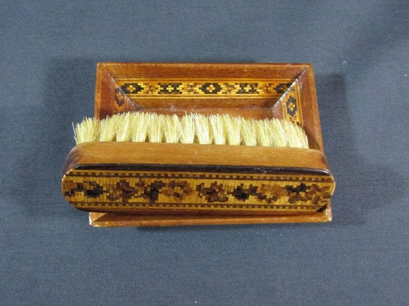 Tunbridge micro mosaic ring tray and clothes brush