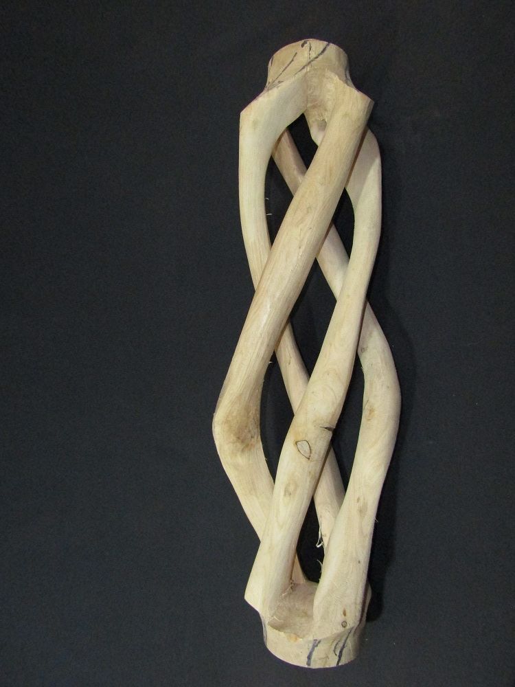 COMING SOON, work in progress, Sycamore 4 bine irregular hollow spiral side table leg/newel