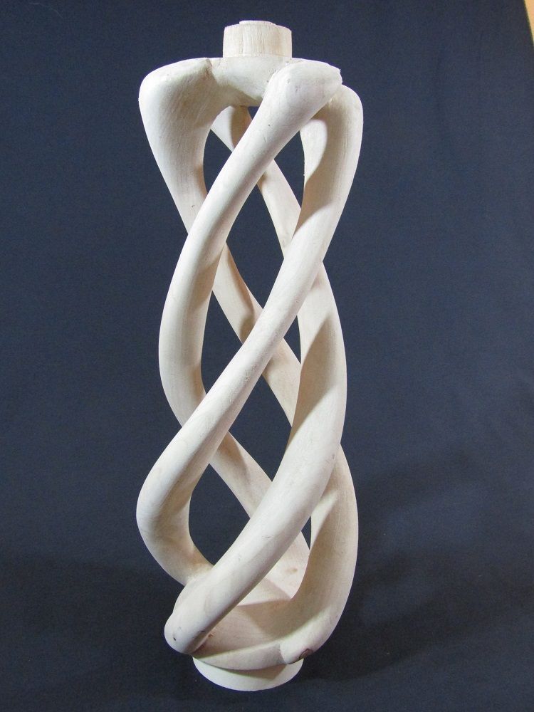 COMING SOON, work in progress, Sycamore 4 bine hollow spiral side table leg/newel