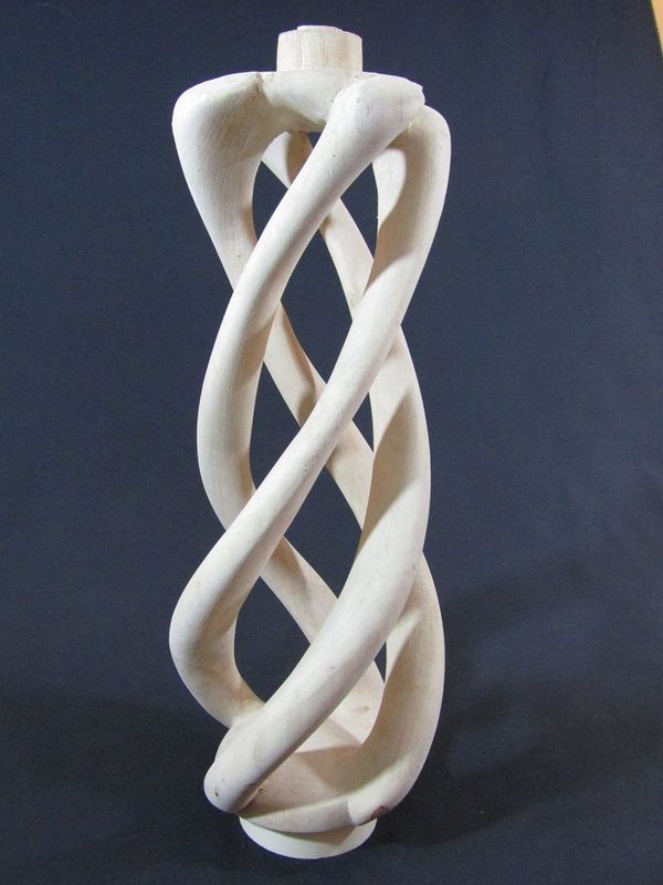 COMING SOON, work in progress, Sycamore 4 bine hollow spiral side table leg/newel