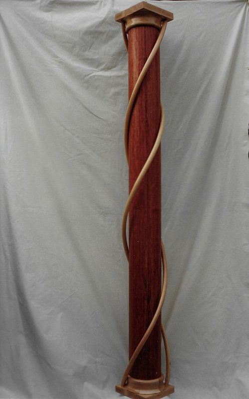 Rosewood column with beech capitals and spiral bines, COMMISSION ONLY AT PRESENT. Please contact the office