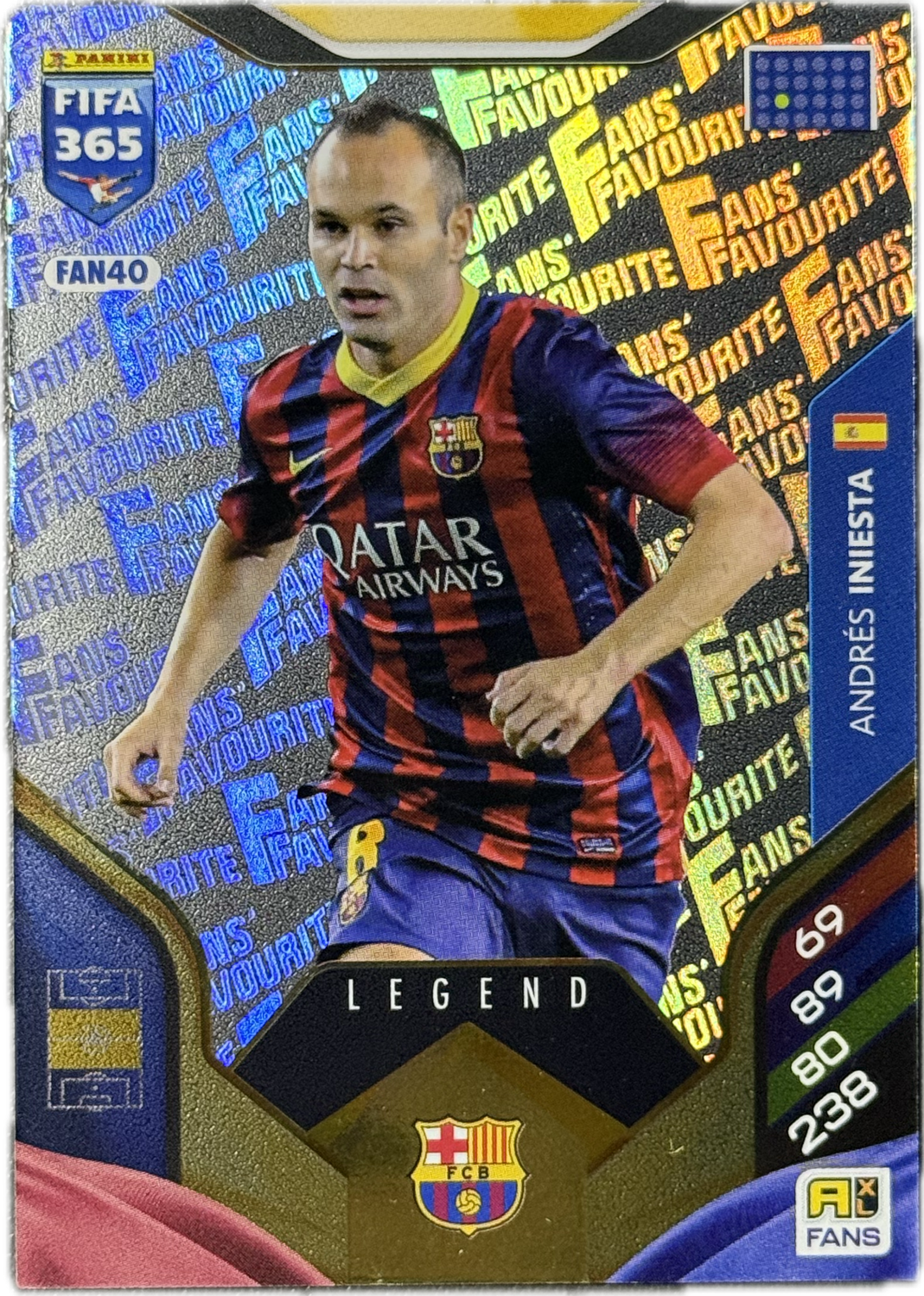 ANDRES INIESTA - Fans Favourite - Legend - FC Barcelona - FIFA 365 - Panini Adrenalyn XL