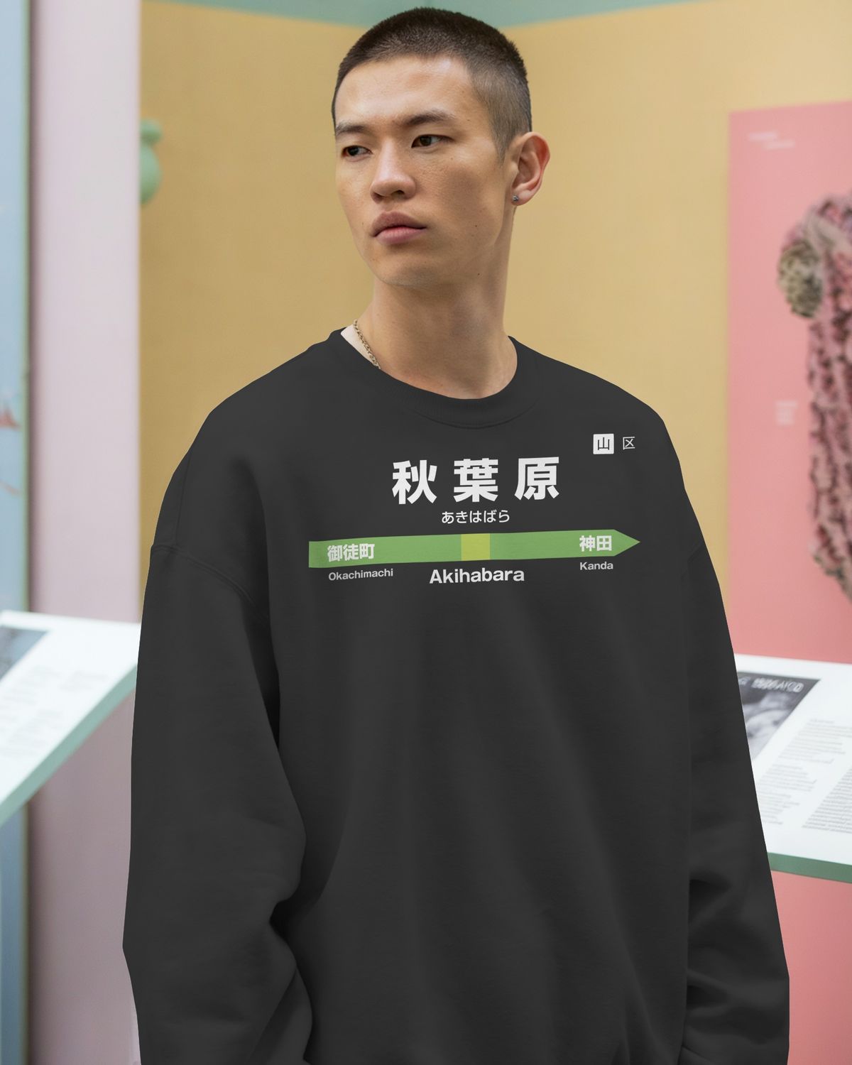 Akihabara - cartello stazione a Tokyo (felpa scritte bianche)