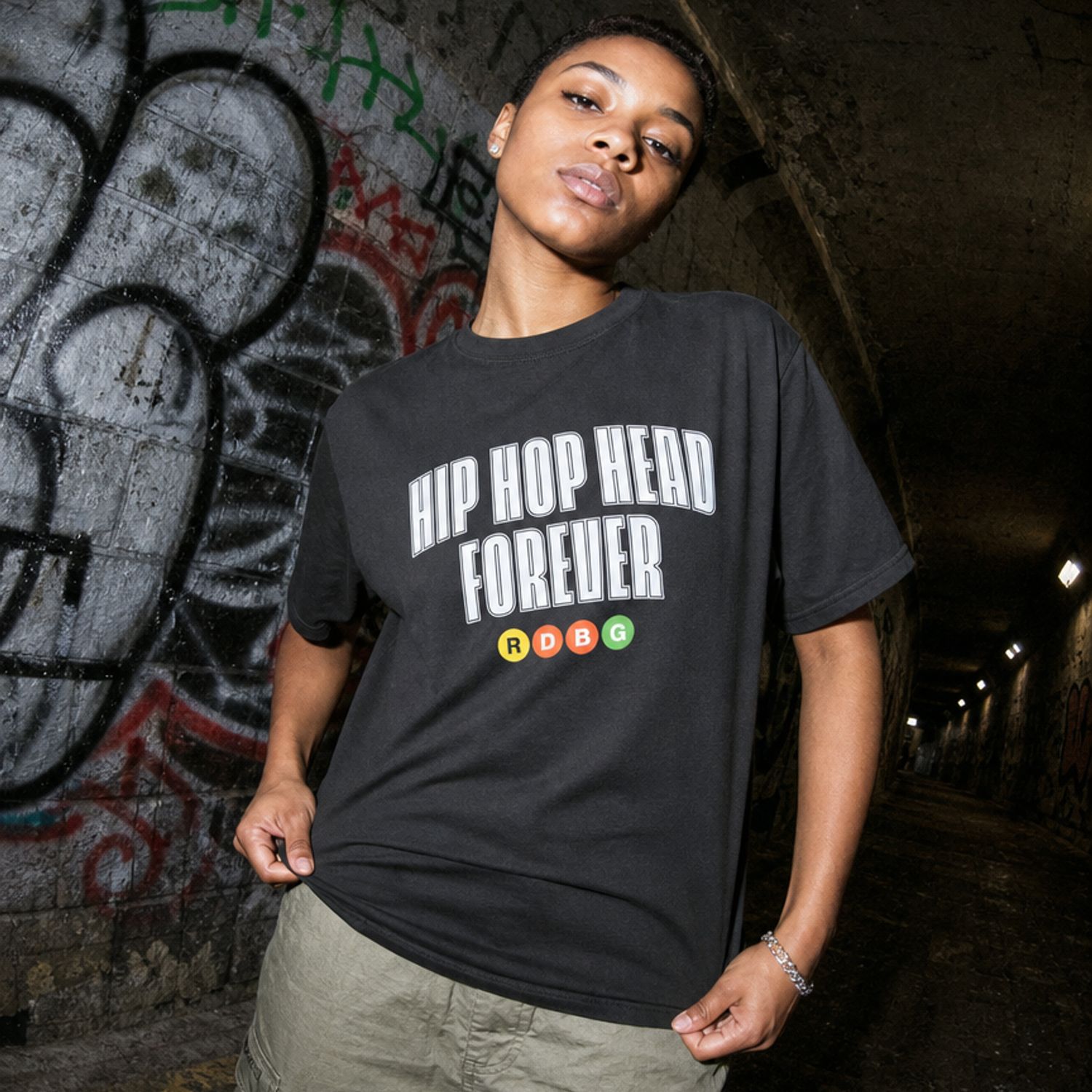 HIP HOP HEAD FOREVER T-SHIRT (OUTLINE BIANCO)