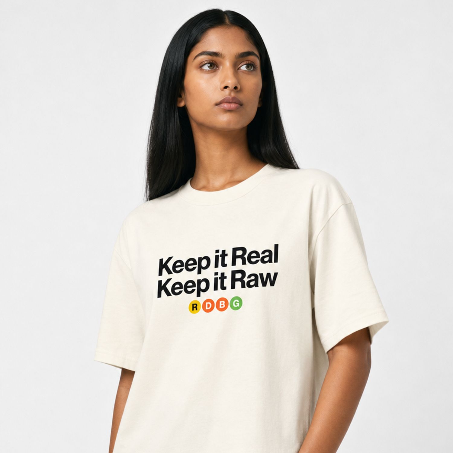 KEEP IT REAL KEEP IT RAW T-SHIRT (SCRITTA NERA)
