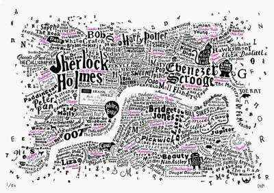 Dex - Literary Central London Map (Black & Fluoro Pink)