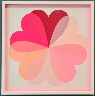 Hannah Carvell - Large Hearts & Flowers (Red & Neon Pink)