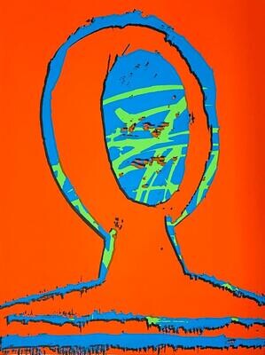 Markus Blattmann - Pop Head (Blue on Orange)