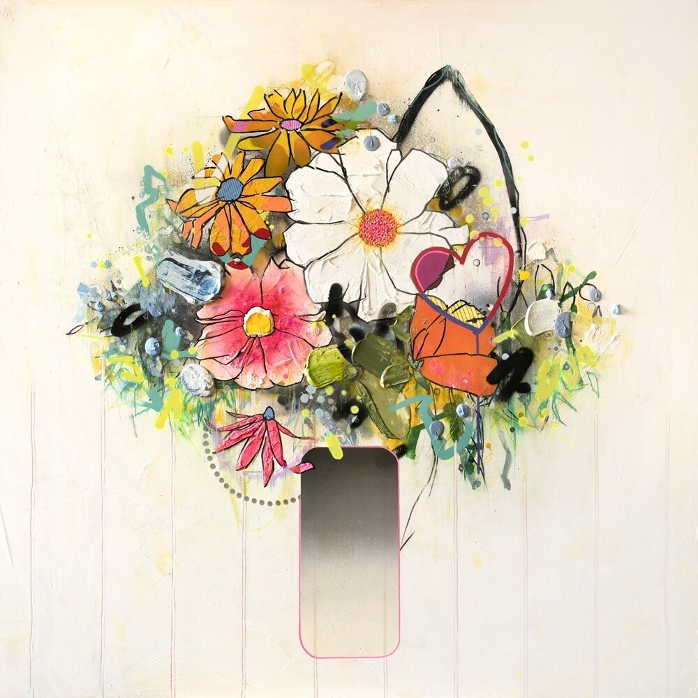 Lee Herring - Daisy Blush, Size: Large 66cm x 68cm - Unframed