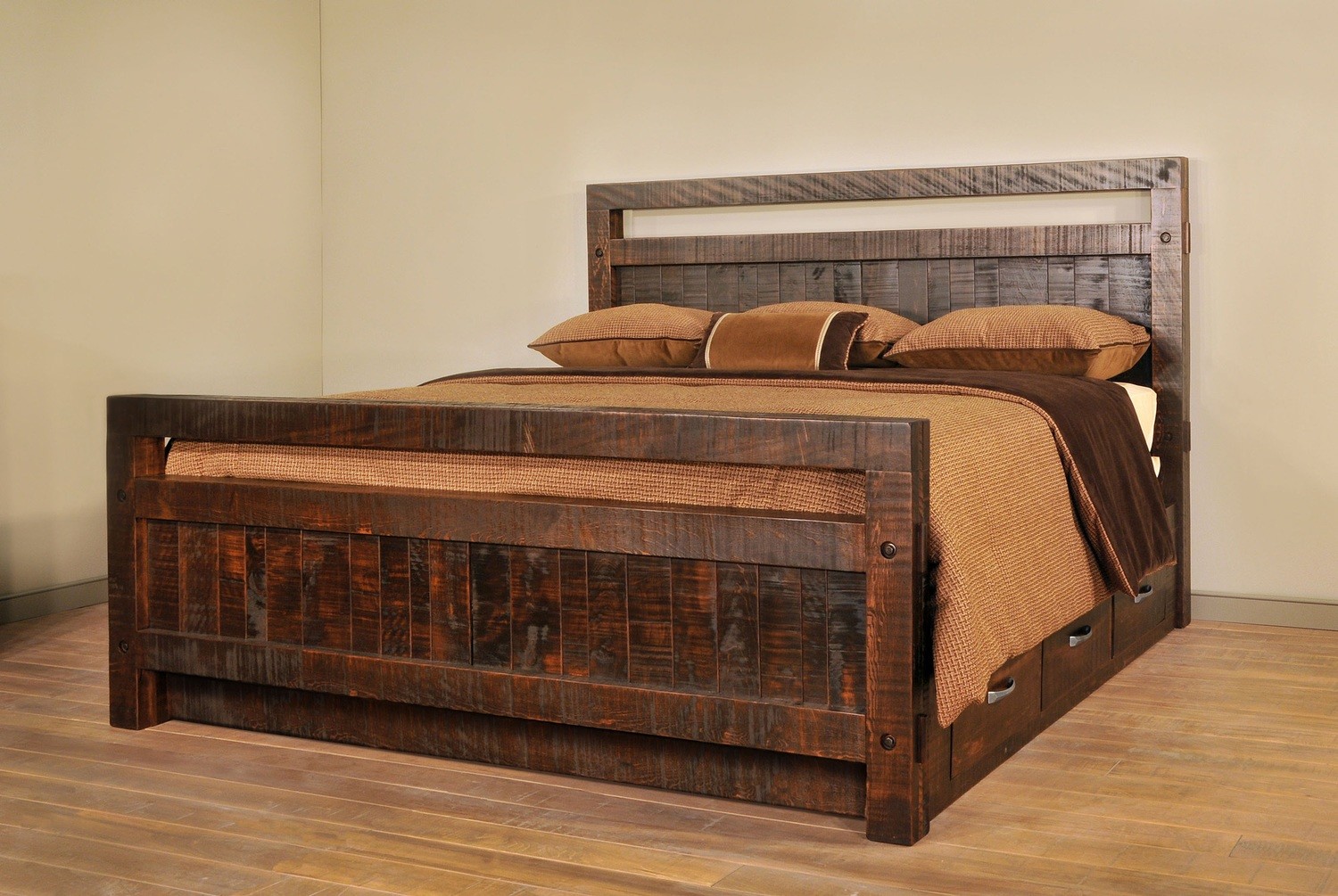 Timber Queen Bed by Ruff Sawn Amish Solid Wood Fine Amish Furniture