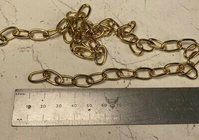 Solid real brass chain 15mm x 9mm x 1.6mm with welded links