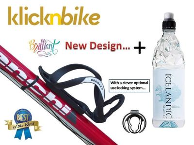 Klick 'N Bike water bottle cage with Icelandic Natural Spring Water