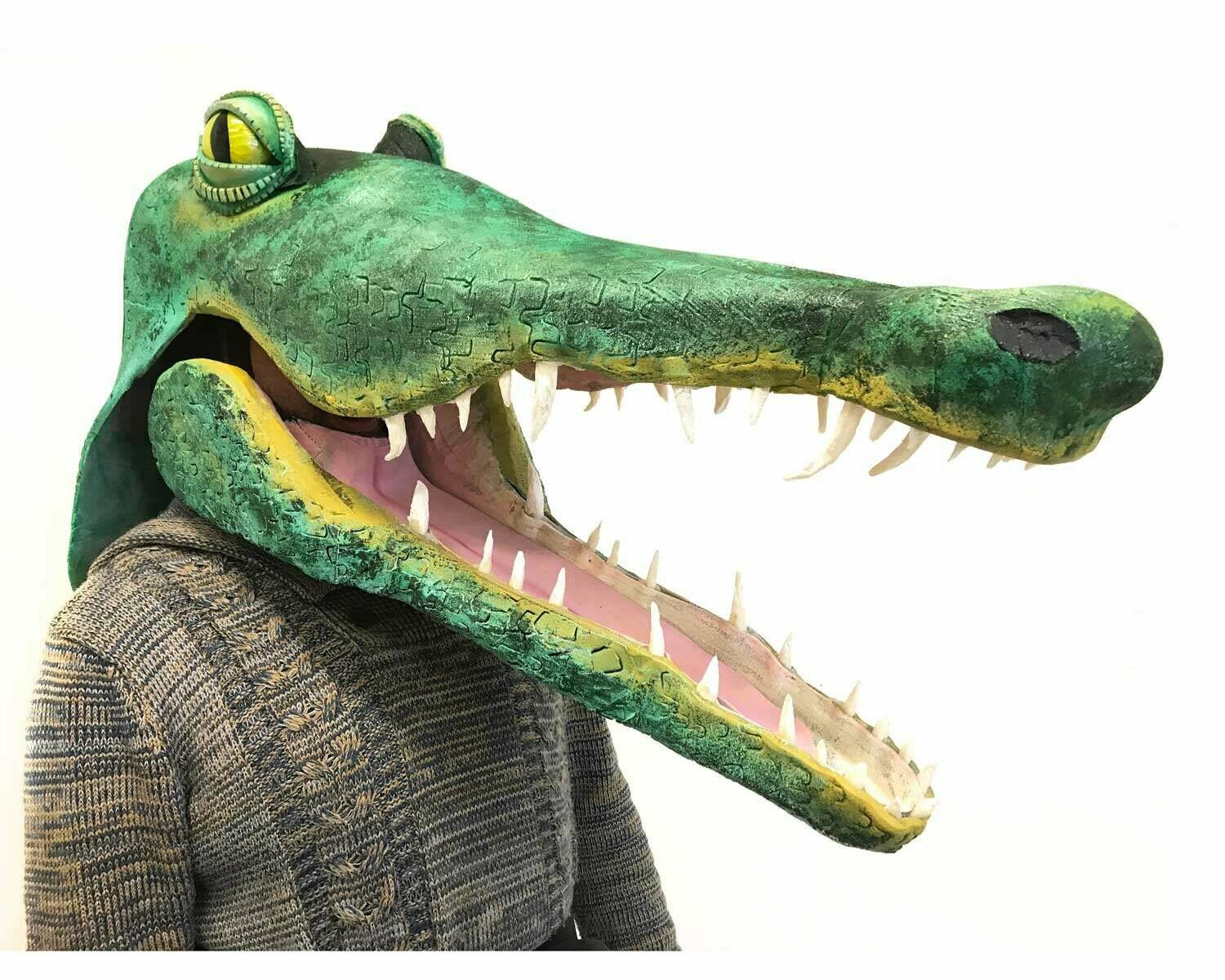 XL Crocodile Alligator Head Mask : Handmade