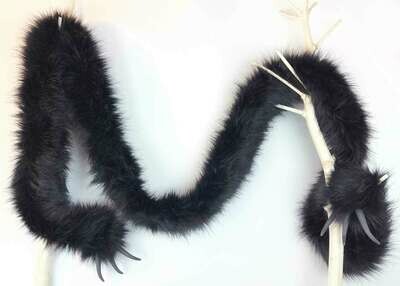 Luxury fake fur Black cat scarf with claws! : Handmade