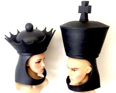 couples costume chess hats hand made by Tentacle Studio