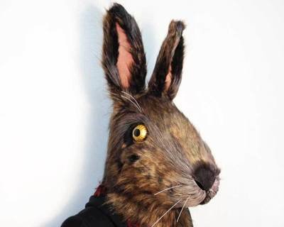Big Bunny Hare headdress hand made by Tentacle Studio