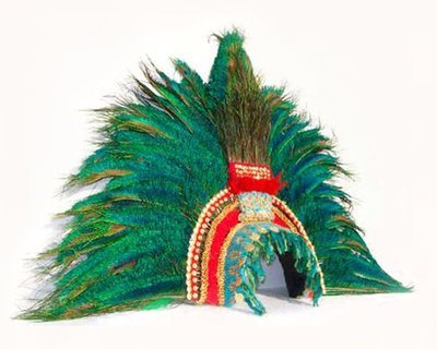 Montezuma Aztec Feather Headdress : Handmade Montezuma Aztec Feather Headdress : Handmade