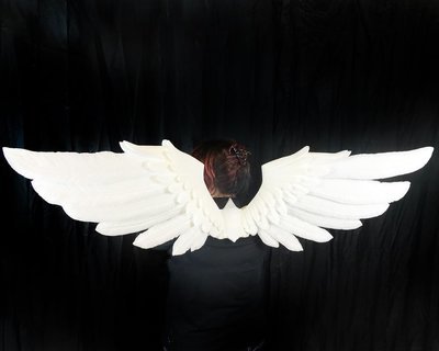 Small white cosplay costume adult wings hand made by Tentacle Studio