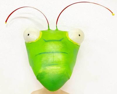 Praying mantis insect bug costume mask handmade by Tentacle Studio