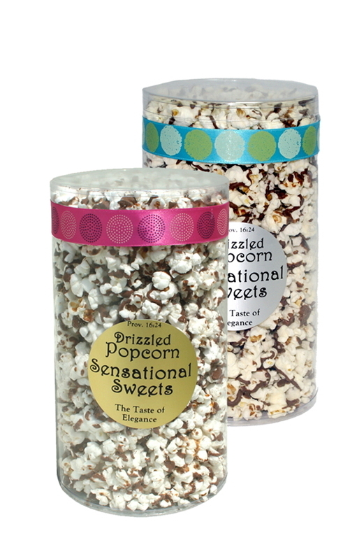 Gourmet Chocolate Drizzled Popcorn (1/2 lb. Tube With Ribbon)