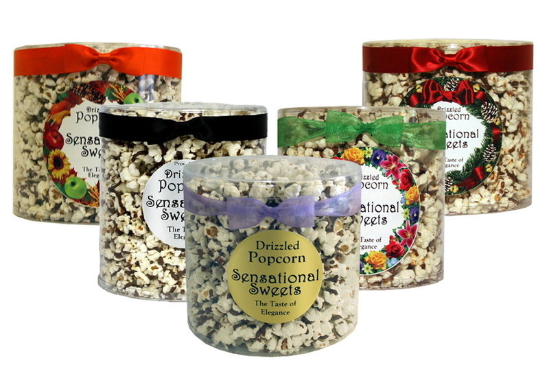 Gourmet Chocolate Drizzled Popcorn (7 oz. Tub With Bow )