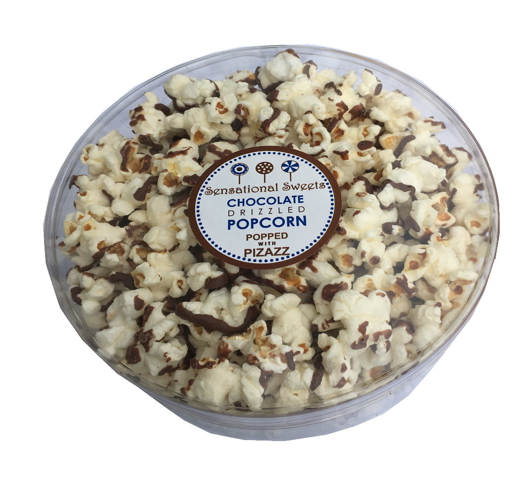 Gourmet Chocolate Drizzled Popcorn 3 oz. Deluxe Small Tub