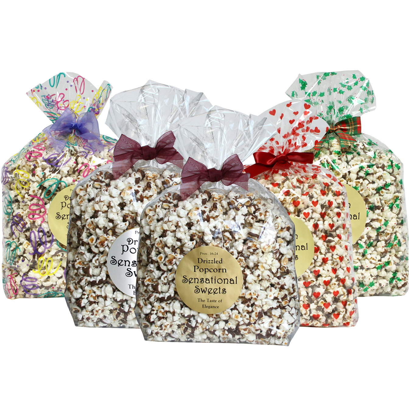 Gourmet Chocolate Drizzled Popcorn (1 lb. Bag with Bow)