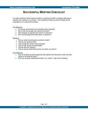 Successful Meeting Checklist