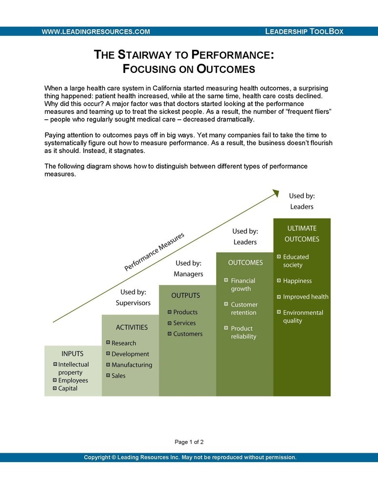 The Stairway to Performance - Focusing on Outcomes