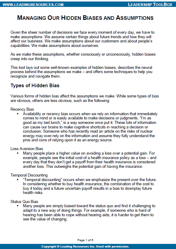 Managing Hidden Biases and Assumptions