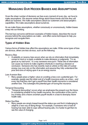 Managing Hidden Biases and Assumptions