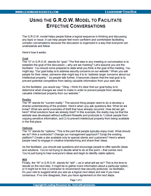 Using the GROW Model to Facilitate Effective Conversations