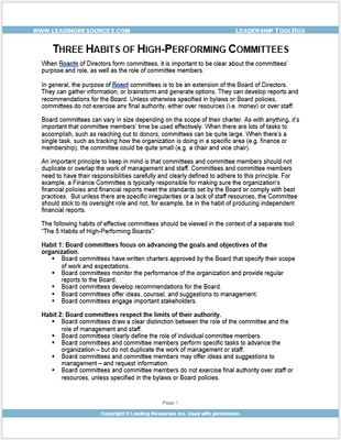 Three Habits of High-Performing Committees