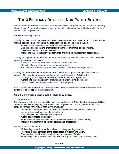 The 3 Fiduciary Duties of Non-Profit Boards