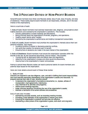 The 3 Fiduciary Duties of Non-Profit Boards