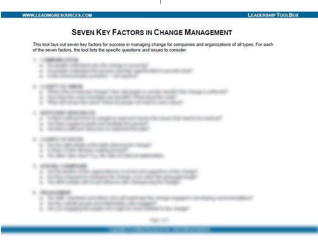 Seven Key Factors in Change Management