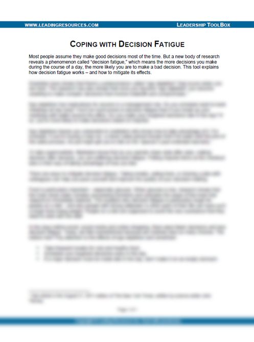 Coping with Decision Fatigue