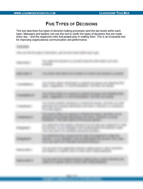 Five Types of Decisions