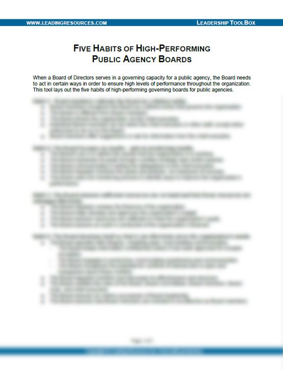 Five Habits of High-Performing Public Agency Boards