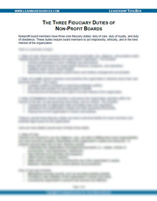 The Three Fiduciary Duties of Non-Profit Boards