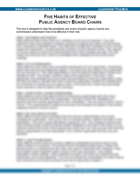Five Habits of Effective Public Agency Board Chairs