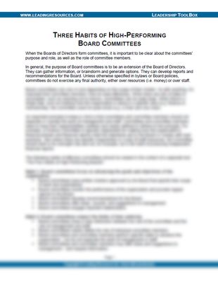 Three Habits of High-Performing Board Committees