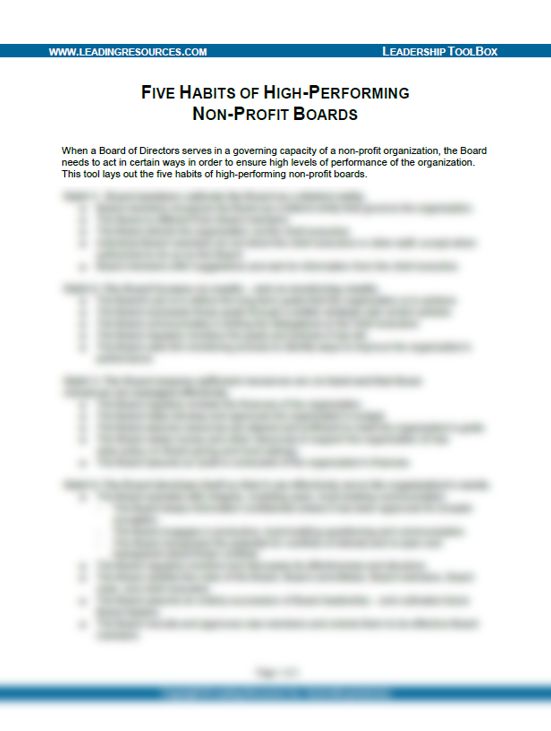 Five Habits of High-Performing Non-Profit Boards