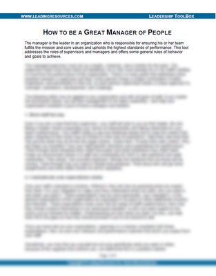 How to be a Great Manager of People