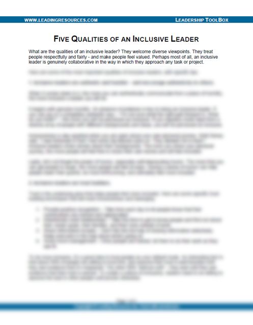 Five Qualities of an Inclusive Leader