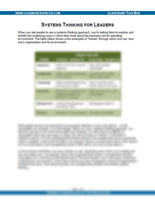 Systems Thinking for Leaders