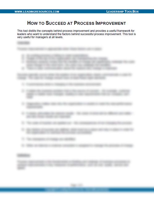 How to Succeed at Process Improvement