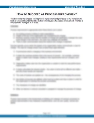 How to Succeed at Process Improvement