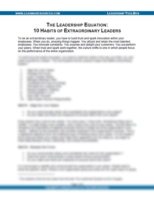 10 Habits of Extraordinary Leaders