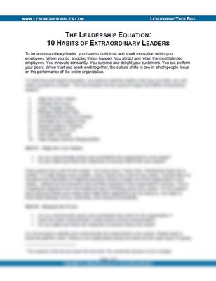 10 Habits of Extraordinary Leaders